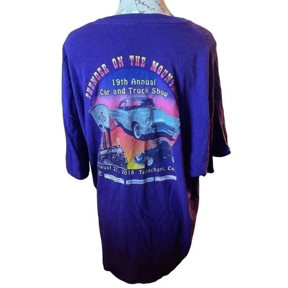 GILDAN ULTRA COTTON SIZE 2X PURPLE TEE WITH THUNDER ON THE MOUNTAIN - Picture 3 of 4